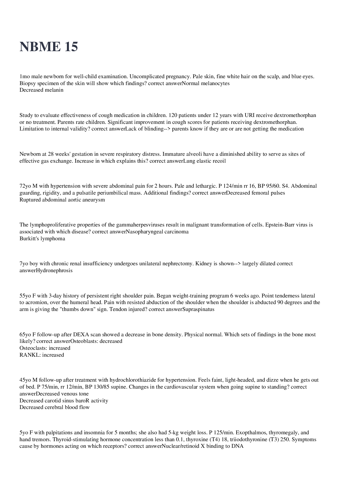 Preview image for NBME 15 EXAM 2023 WITH 100% CORRECT ANSWERS